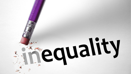 Eraser changing the word inequality for equality