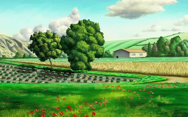 Acrylic prints Green Rural landscape