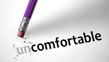Eraser changing the word Uncomfortable for Comfortable - 66679808