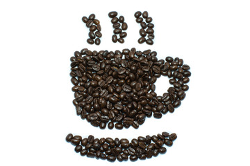 coffee beans stripes isolated in white background