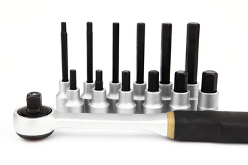 Tool set for car on the white background