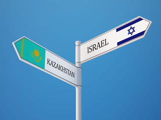 Kazakhstan Israel  Sign Flags Concept