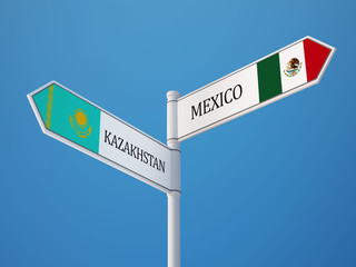 Kazakhstan Mexico.  Sign Flags Concept