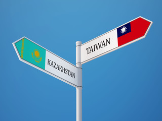 Kazakhstan Taiwan  Sign Flags Concept