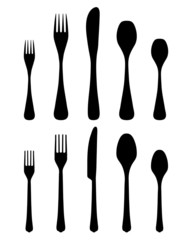 Black silhouettes of cutlery, vector