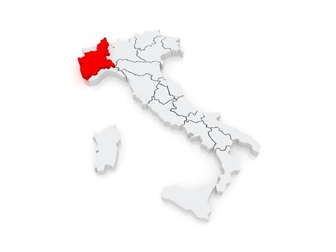 Map Of Piedmont. Italy.