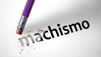 Eraser deleting the word Machismo - obrazy, fototapety, plakaty