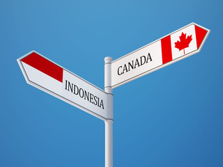 Indonesia Canada  Sign Flags Concept