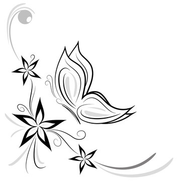fiorellini stilizzati e farfalla decorazione