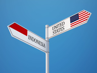 Indonesia United States  Sign Flags Concept