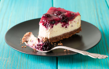 slice of blackberry cheesecake