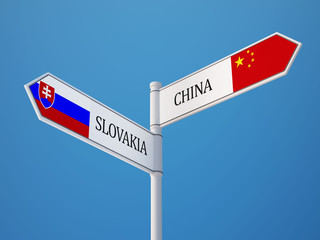 Slovakia China  Sign Flags Concept