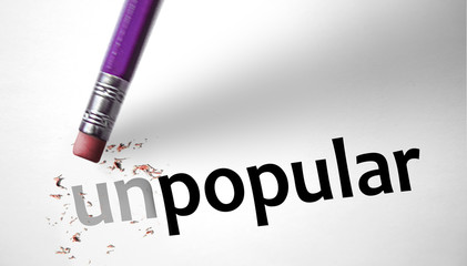 Eraser changing the word Unpopular for Popular