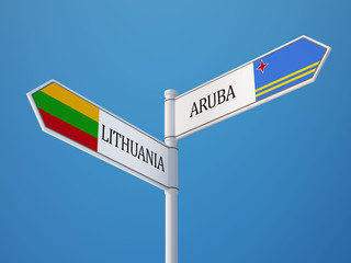 Lithuania Aruba.  Sign Flags Concept