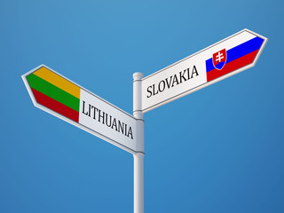 Lithuania Slovakia  Sign Flags Concept