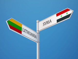 Syria Lithuania  Sign Flags Concept