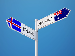 Iceland Australia  Sign Flags Concept