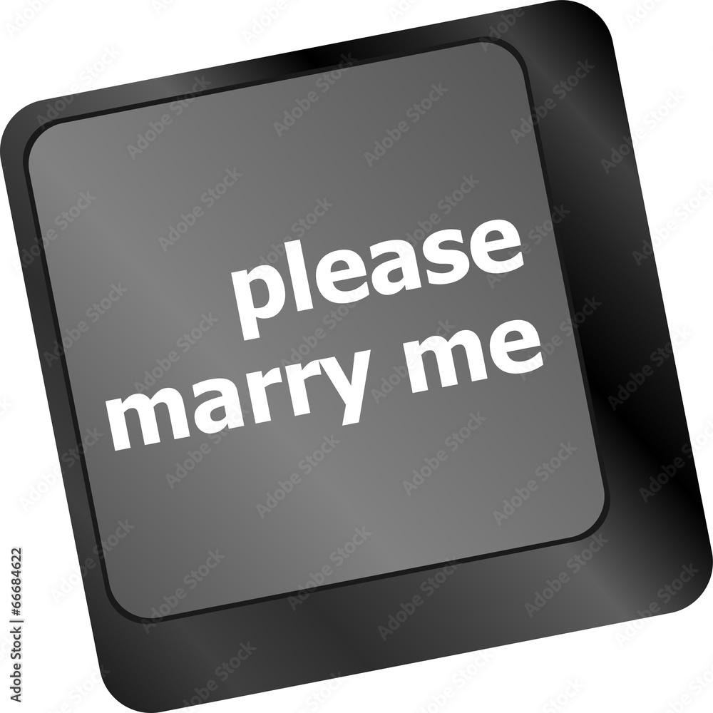Poster button keypad keyboard key with please marry me words