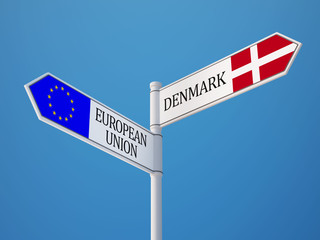 European Union Denmark  Sign Flags Concept