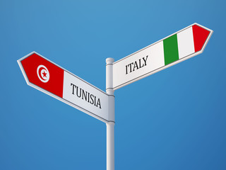 Tunisia Italy  Sign Flags Concept