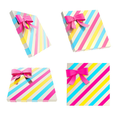 Wrapped gift box with a bow and ribbon