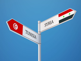 Syria Tunisia  Sign Flags Concept