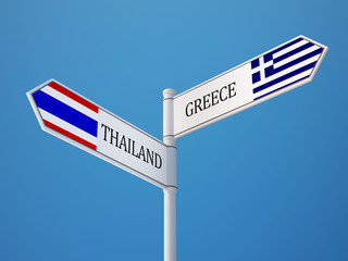 Thailand Greece  Sign Flags Concept
