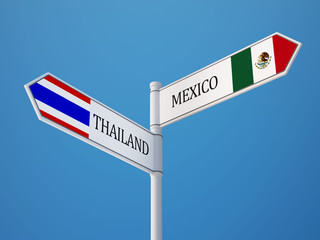 Thailand Mexico.  Sign Flags Concept