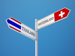 Thailand Switzerland  Sign Flags Concept