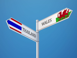 Thailand Wales  Sign Flags Concept