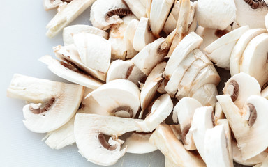 Food. Fresh white mushrooms champigonons