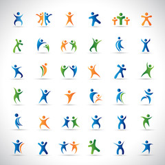 Abstract Human Symbols Set. Success, Celebration