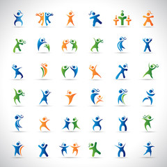 Abstract Human Symbols Set. Success, Celebration