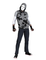 ホッケーマスクの男性