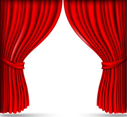 red silk curtains