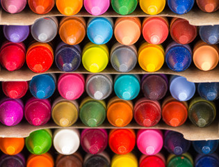 multicolored crayons closeup