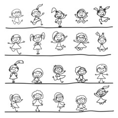 hand drawing cartoon character happy kids