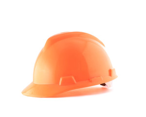 Orange helmet isolated on white