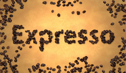 Expresso Coffee Bean on Old Paper
