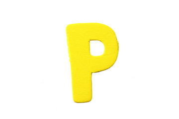 Alphabet of color wood isolated on white.