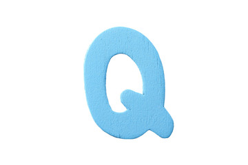 Alphabet of color wood isolated on white.