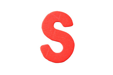 Alphabet of color wood isolated on white.