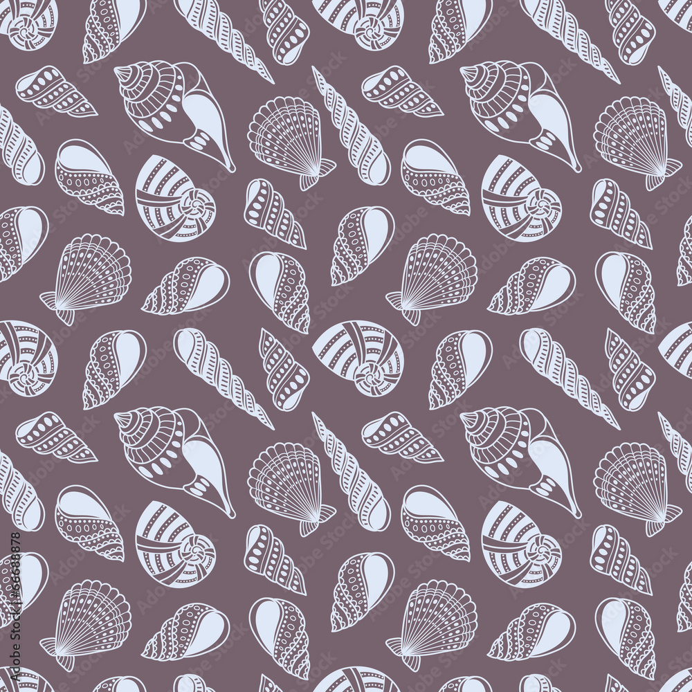 Poster shells seamless pattern