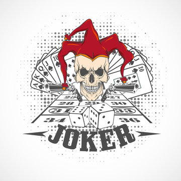 Joker card. Emblem casino.