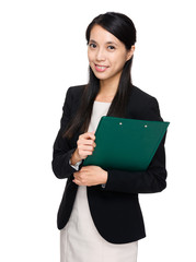 Business woman with clipboard