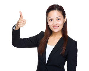 Business woman with thumb up