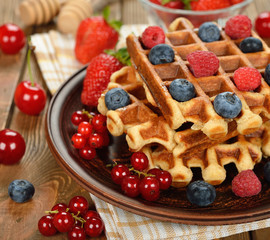 Liege waffles with berries