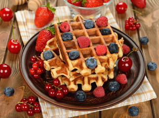 Liege waffles with berries