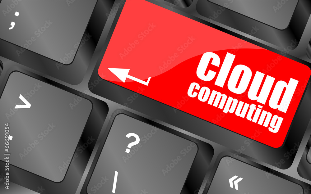 Aufkleber computer keyboard for cloud computing, business concept