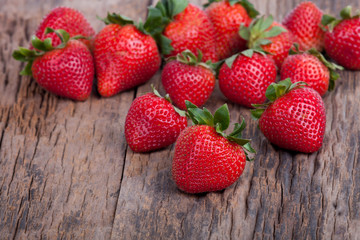 Fresh strawberries on wooden